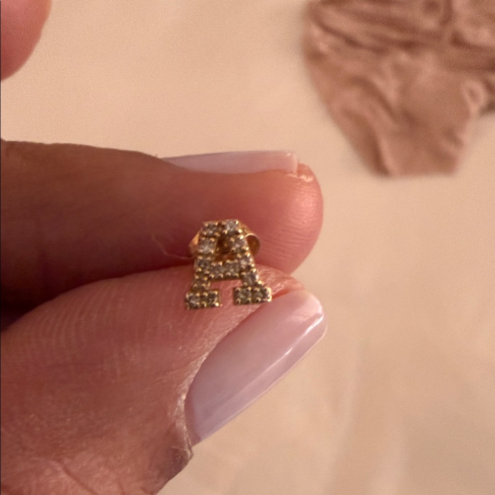 RCJ “A” Diamond Initial 14K Yellow Gold Earring
